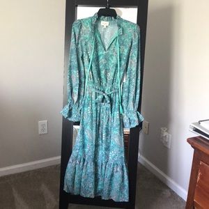 Boho tie waist midi dress